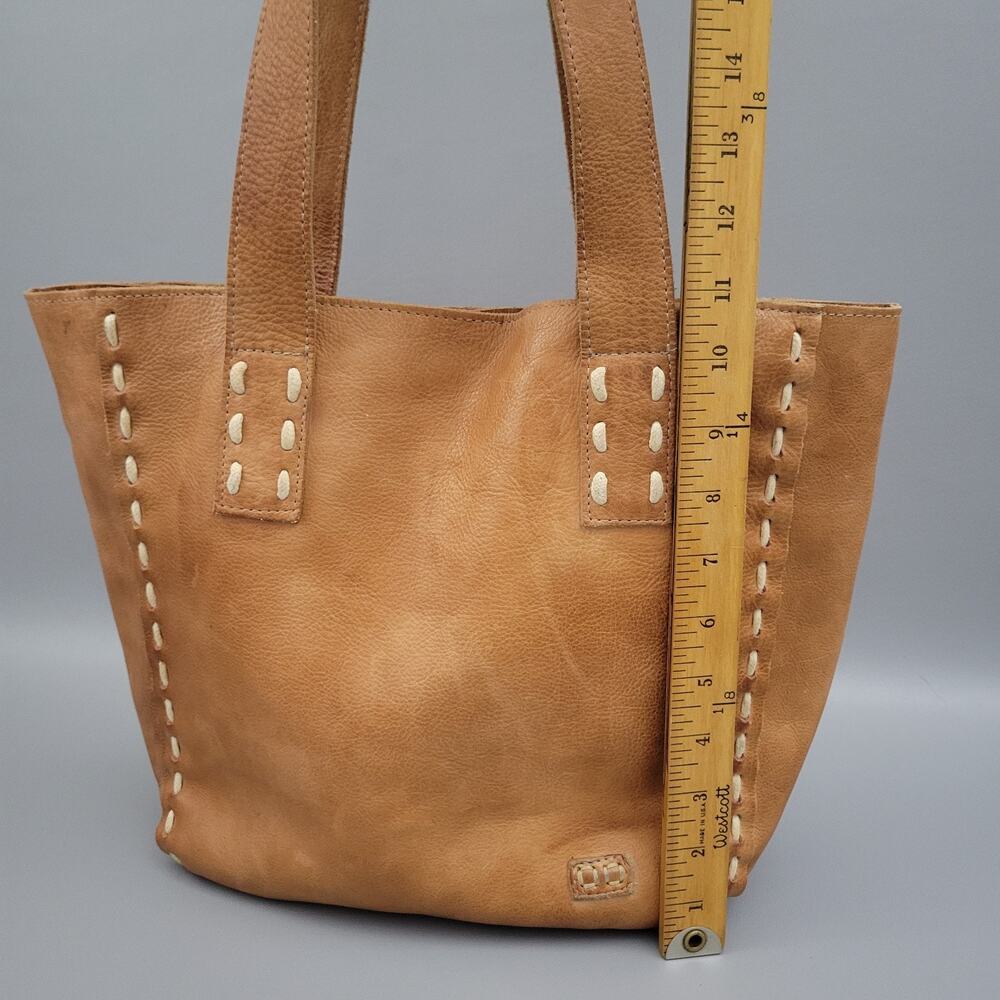 Bed Stu Stevie Tote Shoulder Bag Full Grain Leather Brown Whipstitch Dual Straps - Picture 9 of 13